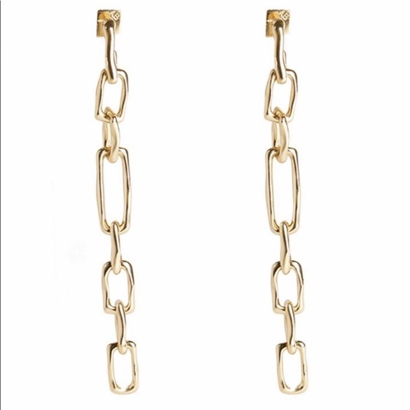 Alexis Bittar Long Chain Link Post Earrings Gold - Picture 3 of 16